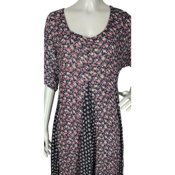 VTG 90s Nostalgia Grunge Prairie Boho Cottagecore Calico Floral Paneled Dress - Picture 6 of 9